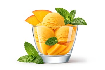 Mango ice cream with fruits
