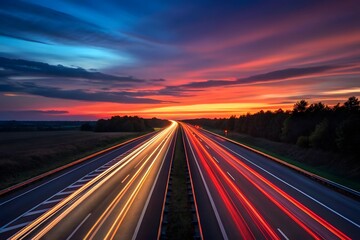highway at sunset scene