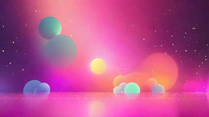 Dreamy Abstract Floating Spheres with Glowing Bokeh Lights｜幻想的な抽象フローティング球体と輝くボケライト