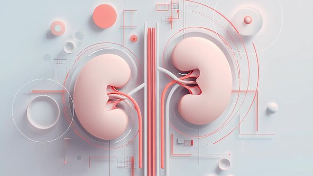Early kidney health prevention concept, abstract representation of renal function monitoring, modern clinical aesthetic, uncluttered layout, gentle gradients, preventive renal care