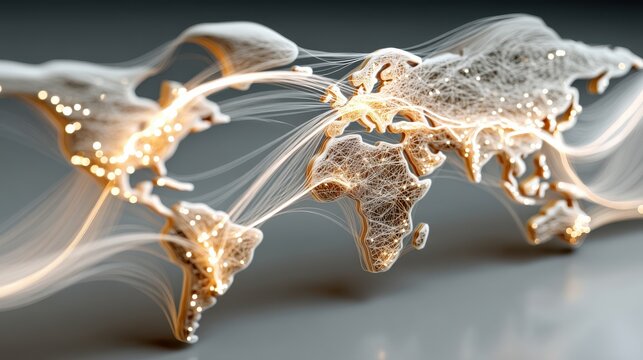 A glowing network of logistics routes visualized on a map for transport and supply chain optimization. - Powered by Adobe