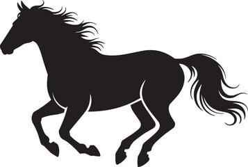 Running black horse silhouette with flying mane and tail elegant vector illustration artwork © MC Creative
