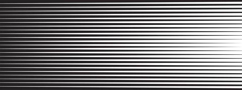 Horizontal stripe transition line texture. Black stripes with halftone gradient effect. Vibrant monochrome pattern.