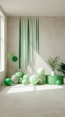 Modern green and white home decor