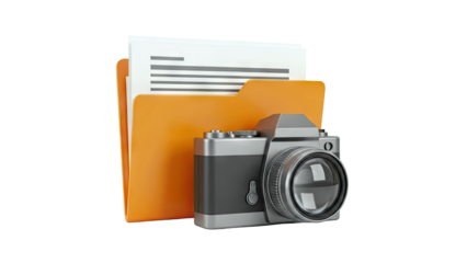 Digital Asset Management Icon: Camera and Folder