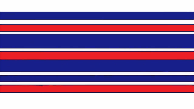 Horizontal stripes of blue, white, and red create a bold, abstract graphic pattern