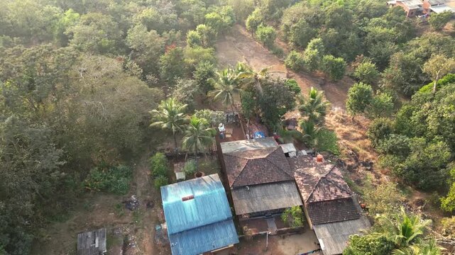 village ariel circle evening scene from near lanja ratnagiri