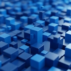 Obraz premium Abstract Blue Cubes - A Modern Geometric Design.