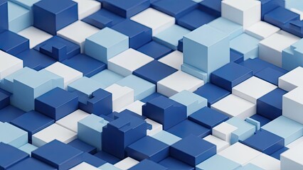 Fototapeta premium Abstract 3D Blue and White Cubes Background.