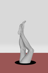 Collage with a female legs	