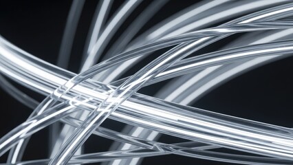 Abstract Light Trails on Black Background.