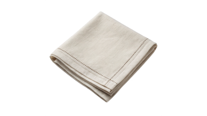 Simple linen napkin folded isolated on transparent background