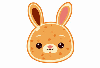Adorable Cartoon Bunny with Sweet Polka Dot Pattern and Playful Ears in Vibrant Orange and Pink Colors
