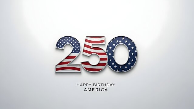 USA 250th Anniversary Semiquincentennial Celebration Banner with American Flag Pattern on 3D Numbers
