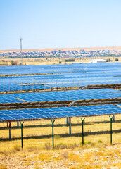 Fototapeta premium Solar panel fields in large quantities. Solar panels as alternative energy sources safe for the environment.