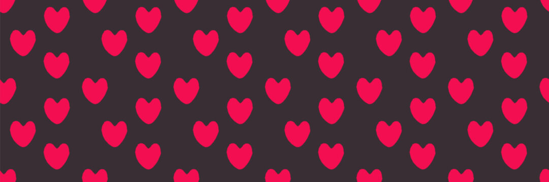 Seamless Heart Pattern Background in Black and Red
