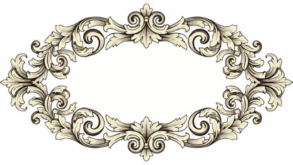 Ornate Oval Scrollwork Decorative Element Vintage Style.