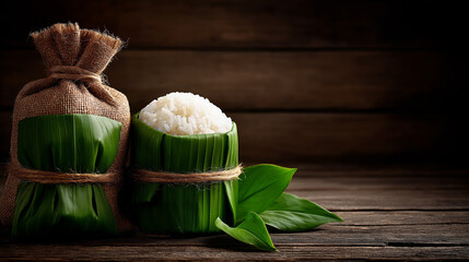 Nasi lemak, coconut rice, banana leaf wrapped style