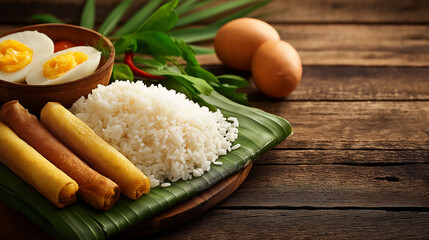 Nasi lemak, coconut rice, banana leaf wrapped style