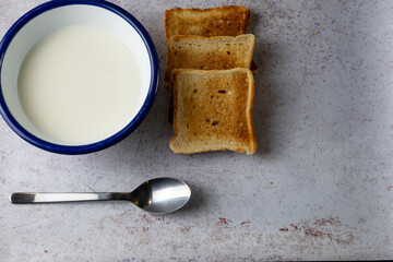Toast Bread Served in Milk