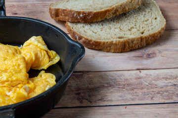 Scrambled Eggs in Cast Iron Skillet