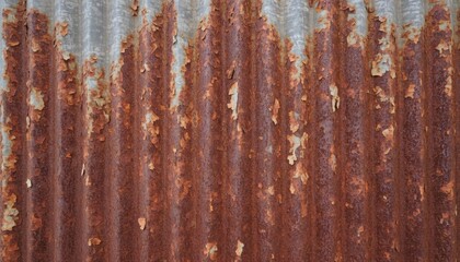 Rusty metal sheet with peeling paint and corrosion texture