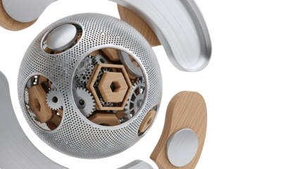 Mechanical Sphere with Gears and Hexagons