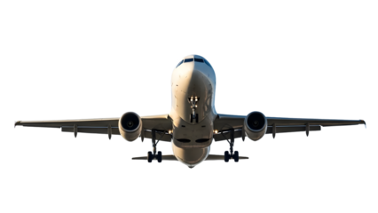 Commercial Airplane Taking Off Isolated on White Background