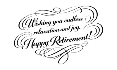 Elegant black script lettering "Cheers to a new chapter of life" for retirement celebration designs and greeting cards.