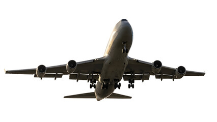 Large Commercial Passenger Airplane Taking Off Isolated on White Background