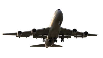 Large Commercial Passenger Airplane Taking Off Isolated on White Background