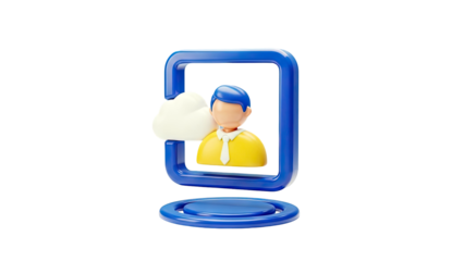 3D Icon: Person and Cloud Symbol