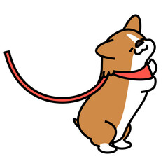 Obraz premium 嬉しくて跳ねるコーギーのイラスト