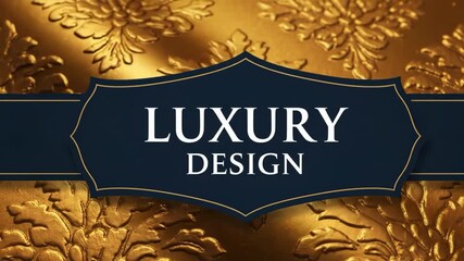 Elegant dark blue banner with ornate gold damask background, perfect for luxury invitation or certificate design template