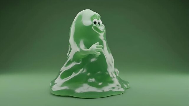 Adorable Green Slime Monster Animation for Kids and Halloween Fun.