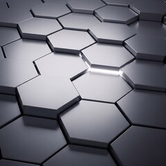 Abstract Hexagonal Pattern with a Single Illuminated Tile.