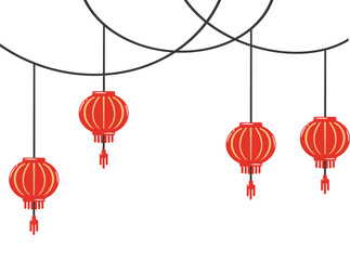 Hanging Chinese Red Lantern Illustration
