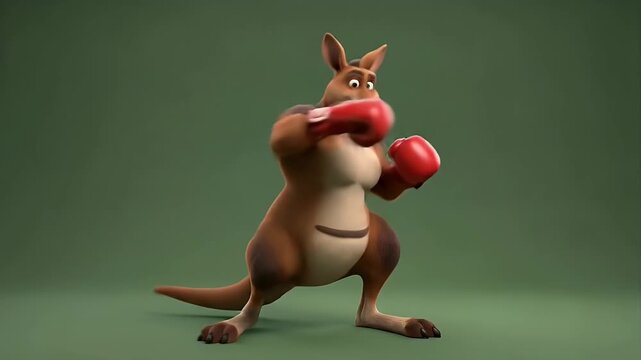 Cartoon Kangaroo Boxer Ready to Fight in the Ring.