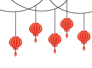 Hanging Chinese Red Lantern Illustration
