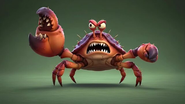 Cartoon Crab Character Animation: A Detailed Look at a 3D Model.