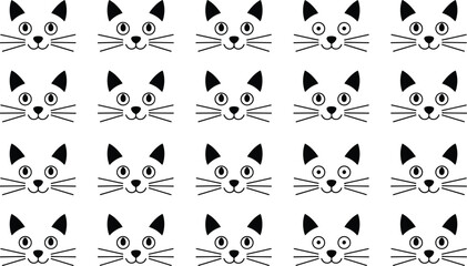 Black and white cat faces arranged in a grid pattern