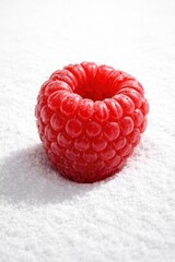 Giant Raspberry Isolated on Powdered Sugar