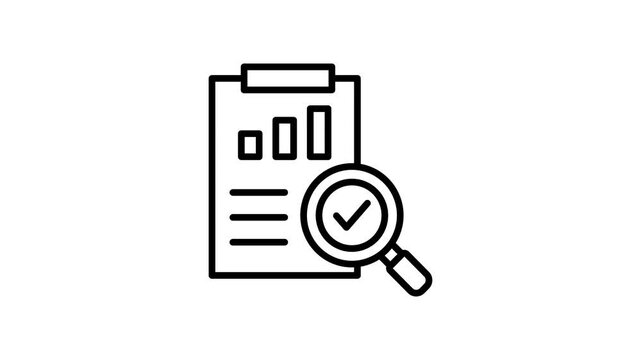 Statistical data task evaluation icon animation for inspection, exam, quality control, checklist, planning, assessment, business report, analysis clipboard, improvement or increasing bar chart