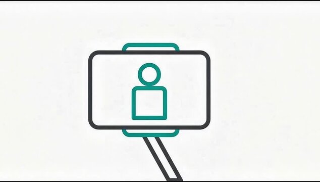 Animated Icon Selfie. suitable for Art symbol. Outline element on white background. 4K video