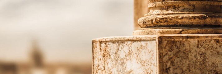 Focus on a stone structure from the past with a background suitable for corporate needs, offering ample space for text and design.