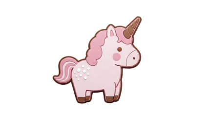 Pink Cartoon Unicorn with Brown Accents