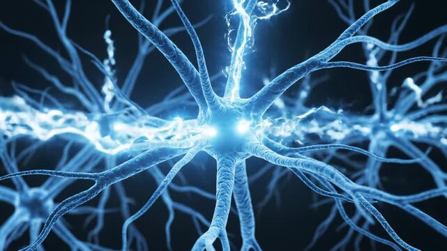 Neuron Transmitting Electrical Impulses in Brain Network