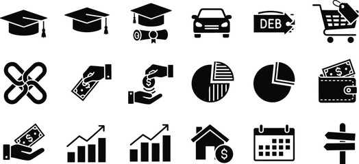 Market Editable Icons set. Vector illustration in modern thin line style of business related icons: company, budget, sales, and more. Isolated on transparent background.