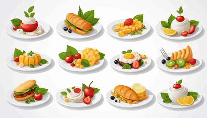 vector art of modern food with cute expression