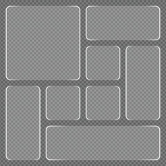Set of transparent rectangles on a transparent background template